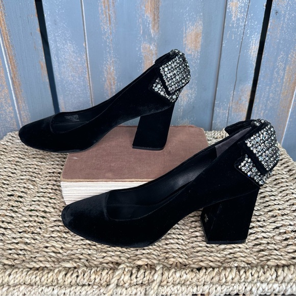 Tory Burch Josephine Velvet Rhinestone Bow Pump Black Sz 7.5 - Picture 8 of 16